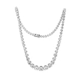 S925 Graduated Lab Diamond Crown - Set Tennis Necklace with Side - clasp (15.5") - MMR