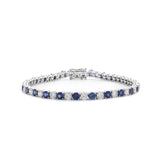 Special Offer 14K White Gold 3.2mm Brilliant Cut Lab Diamond &Lab Sapphire Tennis Bracelet (6.75") - MMR