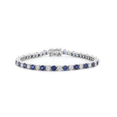 Special Offer 14K White Gold 3.2mm Brilliant Cut Lab Diamond &Lab Sapphire Tennis Bracelet (6.75") - MMR