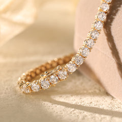 Special Offer 18K Yellow Gold 3.5mm Brilliant Cut Lab Diamond Tennis Bracelet (6") - MMR