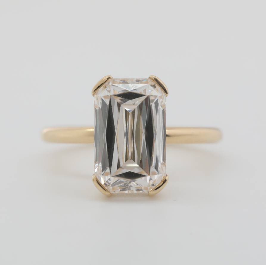 14K Yellow Gold 4.59ct Criss Cut Lab Diamond Hidden Halo Ring