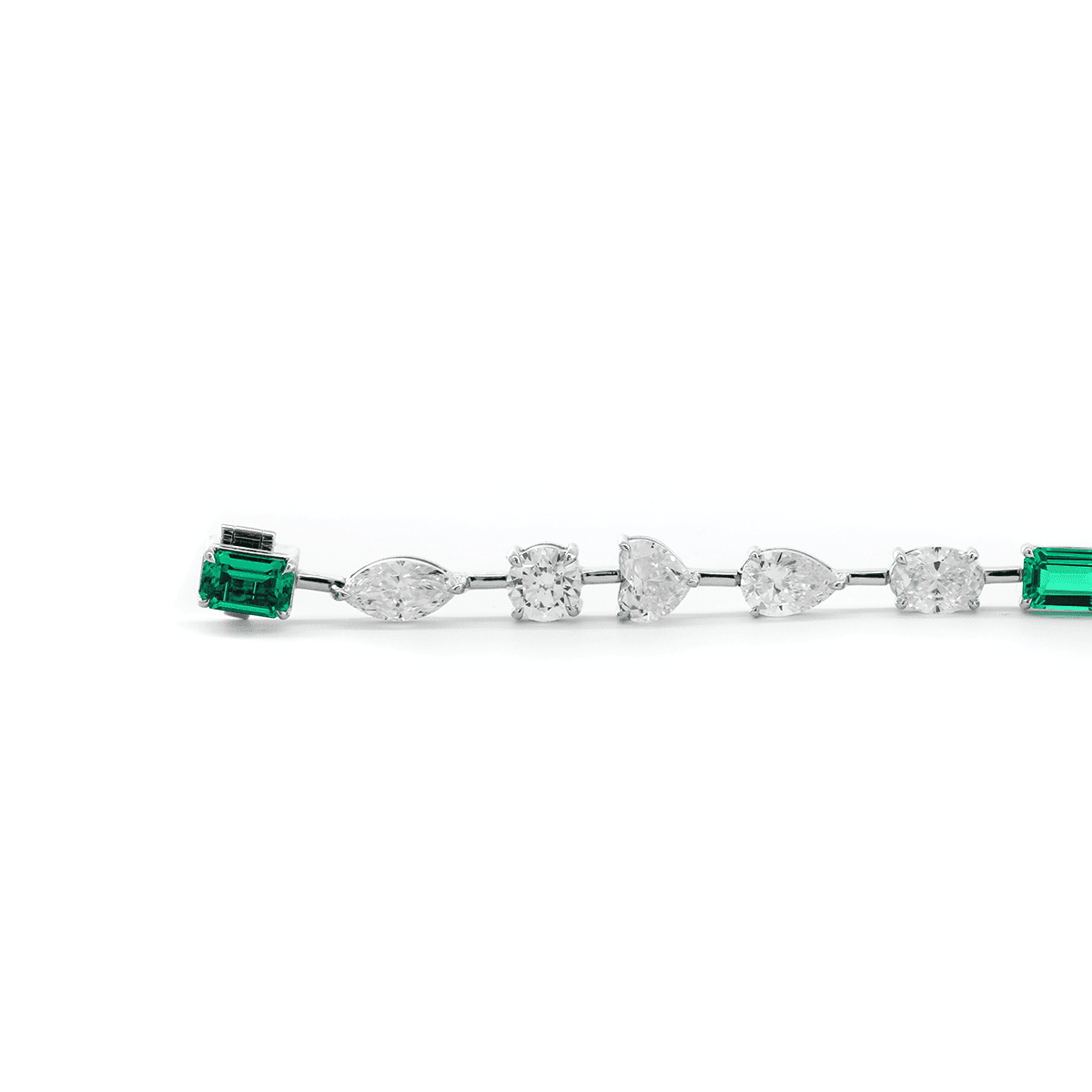 10 CT TW Lab Diamond & Lab Emerald Tennis Bracelet with Six Shapes - MMR
