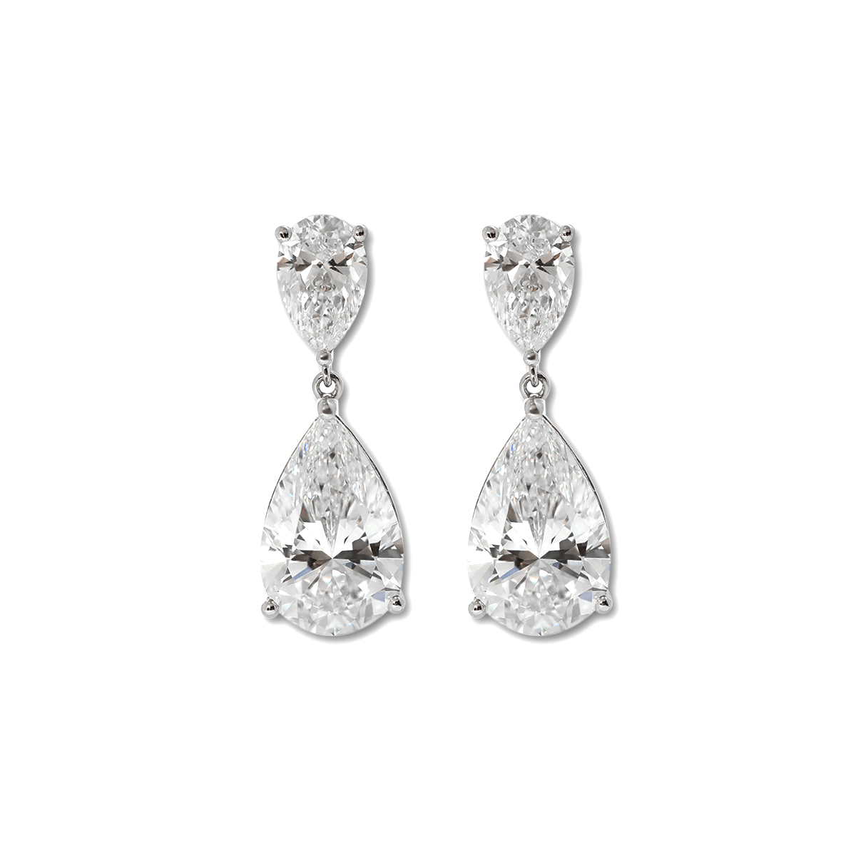 10 ct tw Pear Shaped Lab Diamond Basket Setting Dangle Stud Earrings - MMR