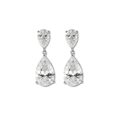10 ct tw Pear Shaped Lab Diamond Basket Setting Dangle Stud Earrings - MMR