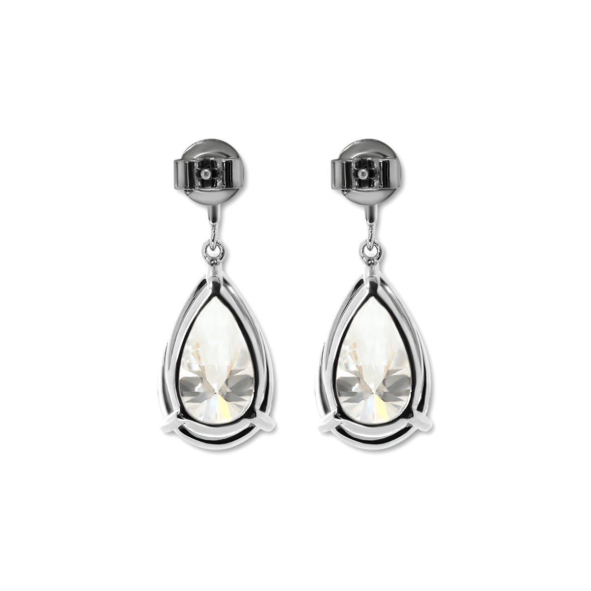 10 ct tw Pear Shaped Lab Diamond Basket Setting Dangle Stud Earrings - MMR