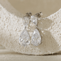 10 ct tw Pear Shaped Lab Diamond Basket Setting Dangle Stud Earrings - MMR