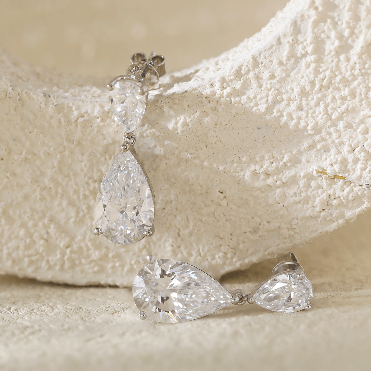 10 ct tw Pear Shaped Lab Diamond Basket Setting Dangle Stud Earrings - MMR