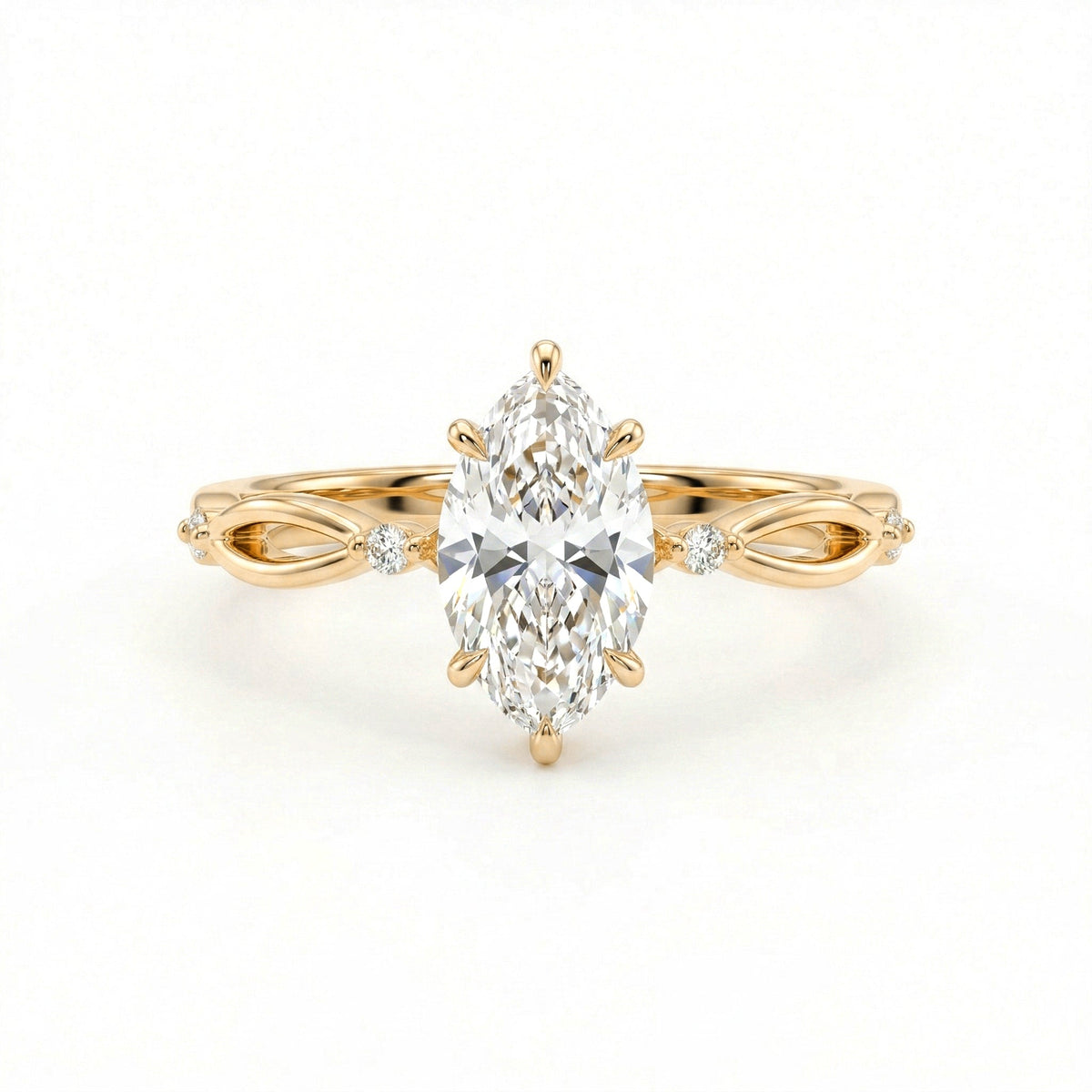 1.08CT Marquise Lab Diamond Solitaire Engagement Ring with Twist Shank - MMR