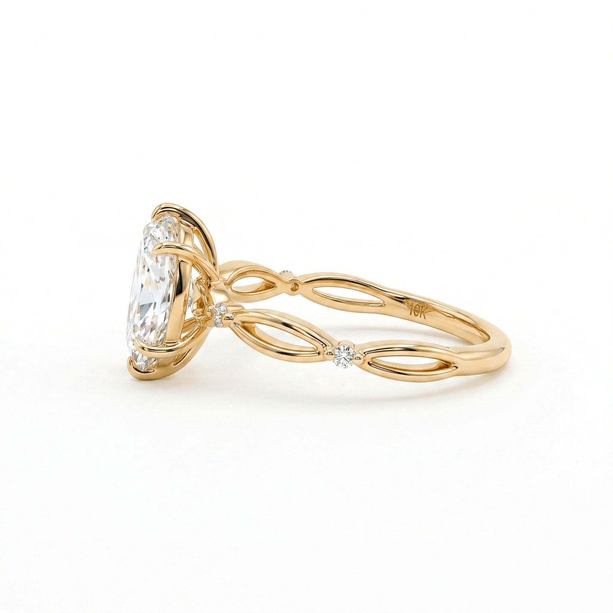 1.08CT Marquise Lab Diamond Solitaire Engagement Ring with Twist Shank - MMR
