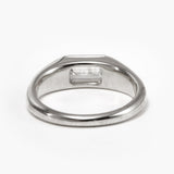 14K White Gold 1ct Emerald Cut Lab Diamond Half Bezel Ring with Tapered Band Design