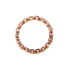 10K Rose Gold 3*3MM Colored Heart Shape Moissanite & Sapphire Bezel Eternity Ring (US6.5 Unresizable) - MMR