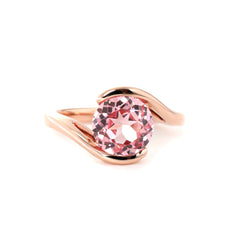 10K Rose Gold 3CT Round Lab Pink Morganite Bypass Design Ring - MMR