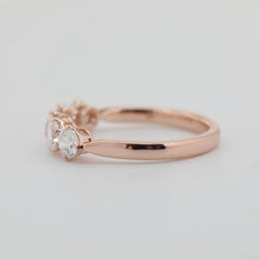 10K Rose Gold Old European Cut Lab Diamond 5 Stone Ring - MMR