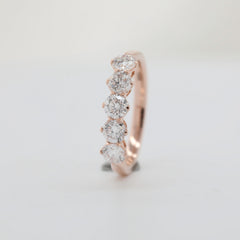 10K Rose Gold Old European Cut Lab Diamond 5 Stone Ring - MMR