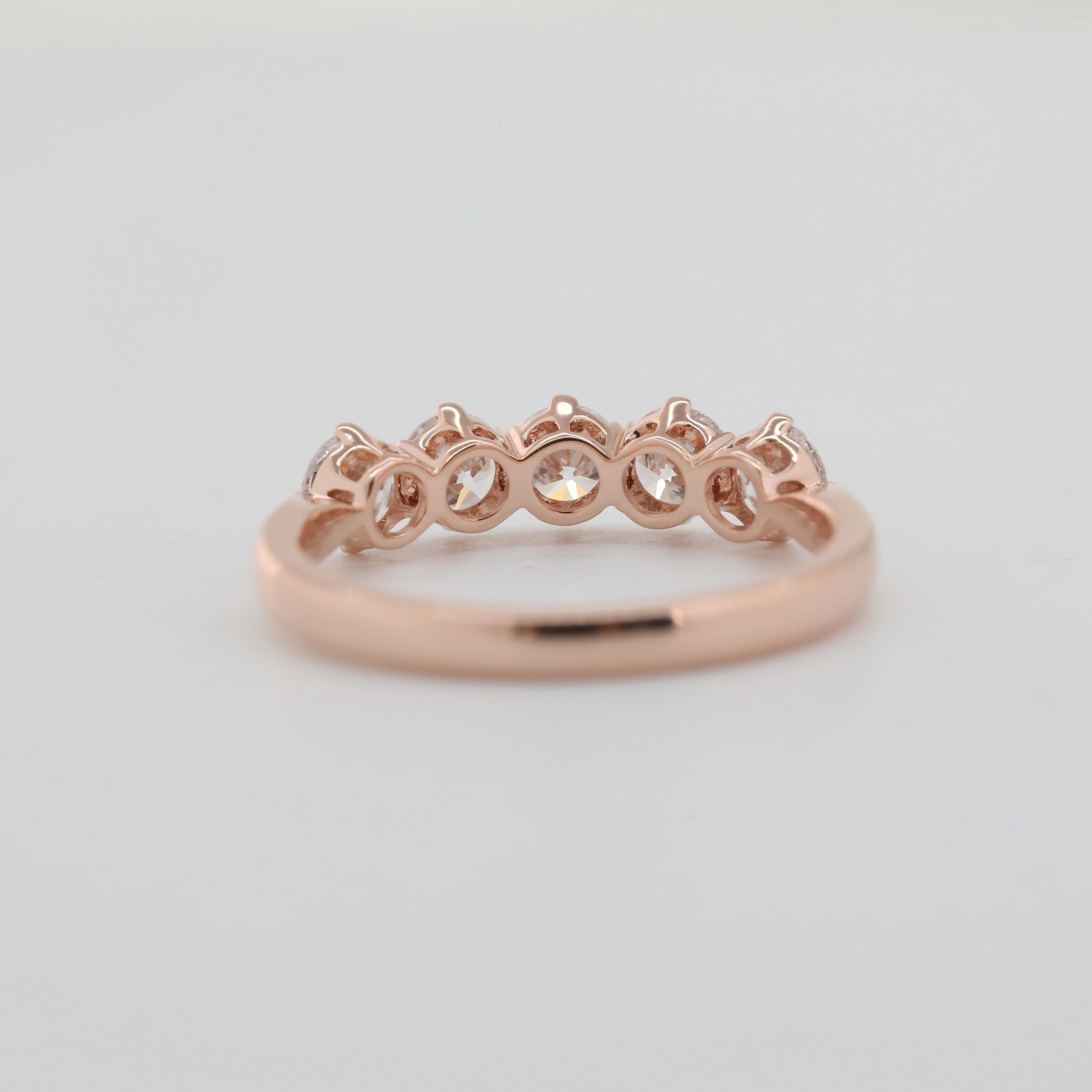 10K Rose Gold Old European Cut Lab Diamond 5 Stone Ring - MMR