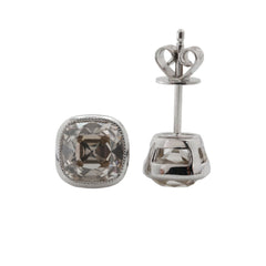 10K White Gold 2CTW Cushion Old Mine Cut Lab Daimond Bezel - Set Stud Earrings - MMR