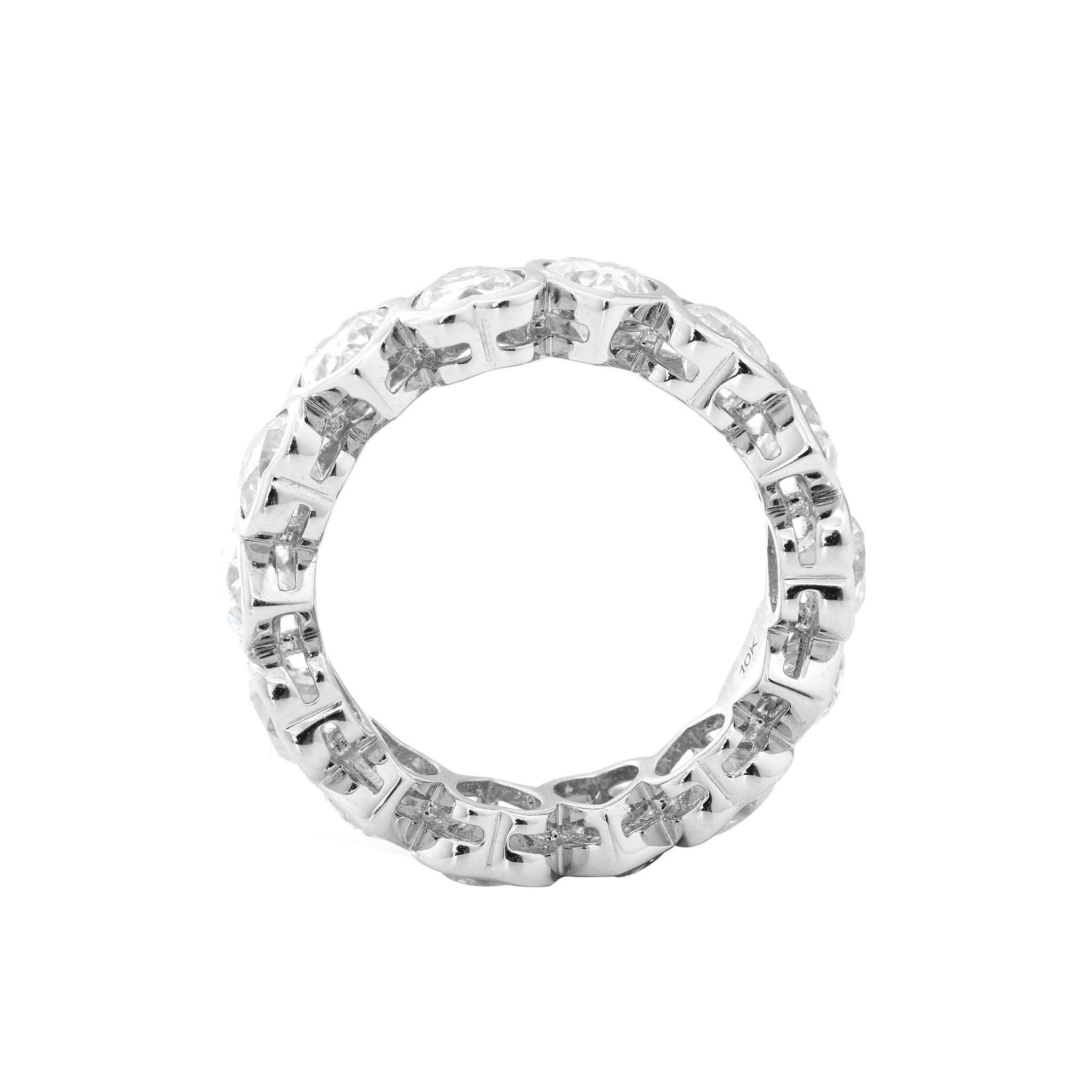 10K White Gold Heart Shape Moissanite Bezel Eternity Ring(Unresizable) - MMR