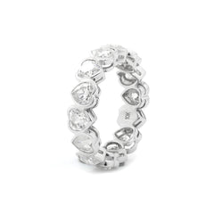 10K White Gold Heart Shape Moissanite Bezel Eternity Ring(Unresizable) - MMR