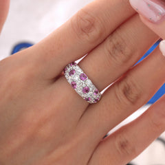 10K White Gold Round Lab Diamond and Sapphire Ring - MMR