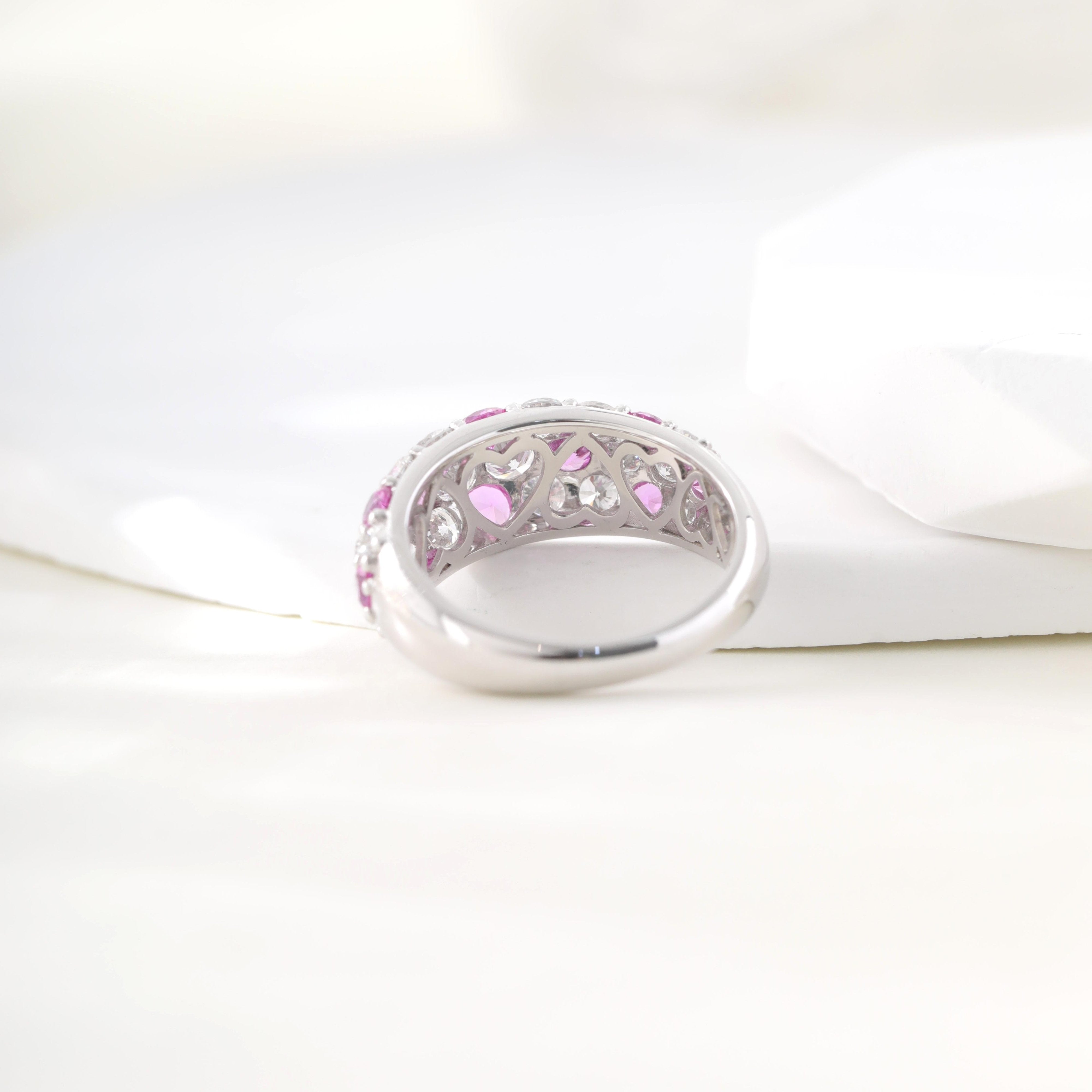 10K White Gold Round Lab Diamond and Sapphire Ring - MMR