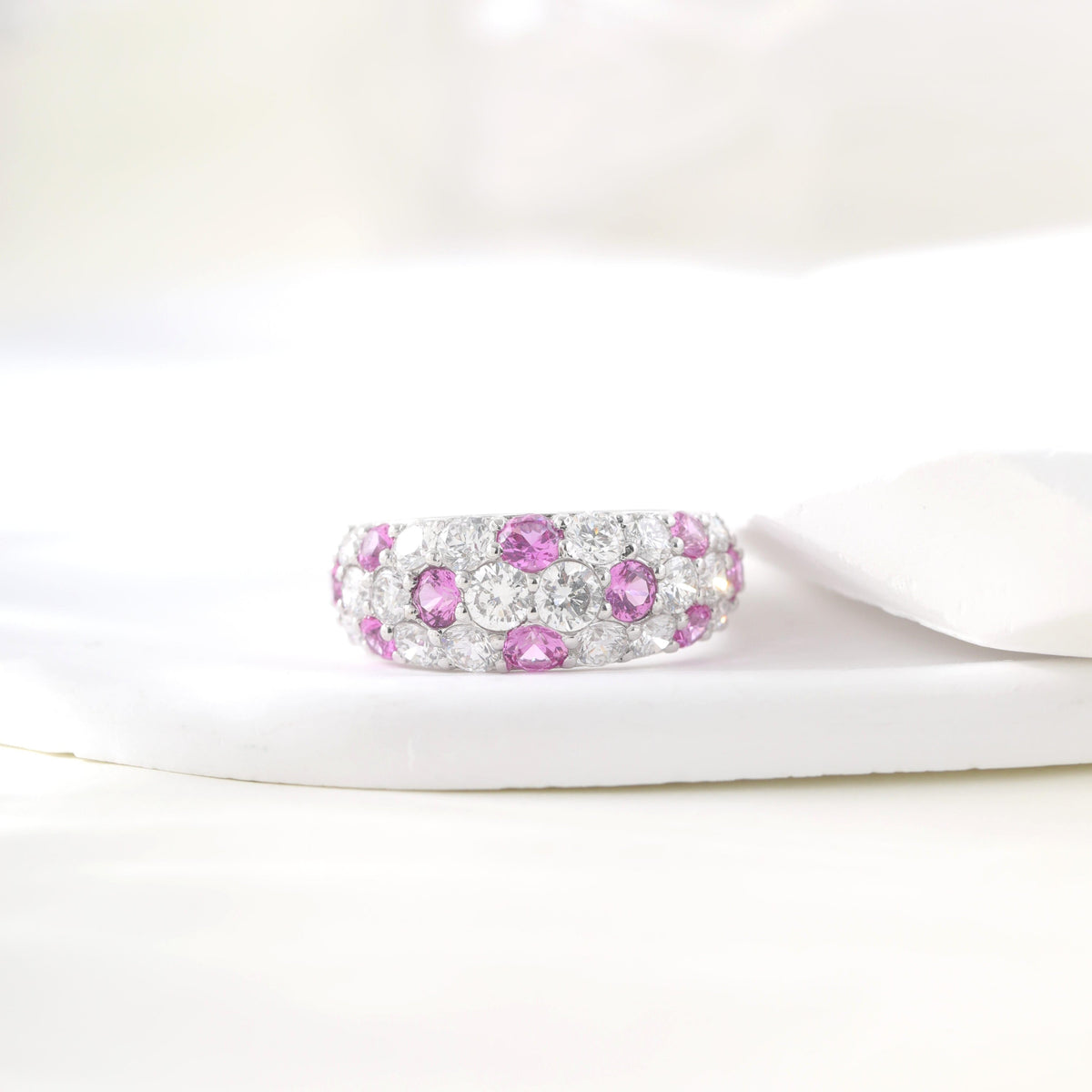 10K White Gold Round Lab Diamond and Sapphire Ring - MMR