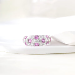10K White Gold Round Lab Diamond and Sapphire Ring - MMR