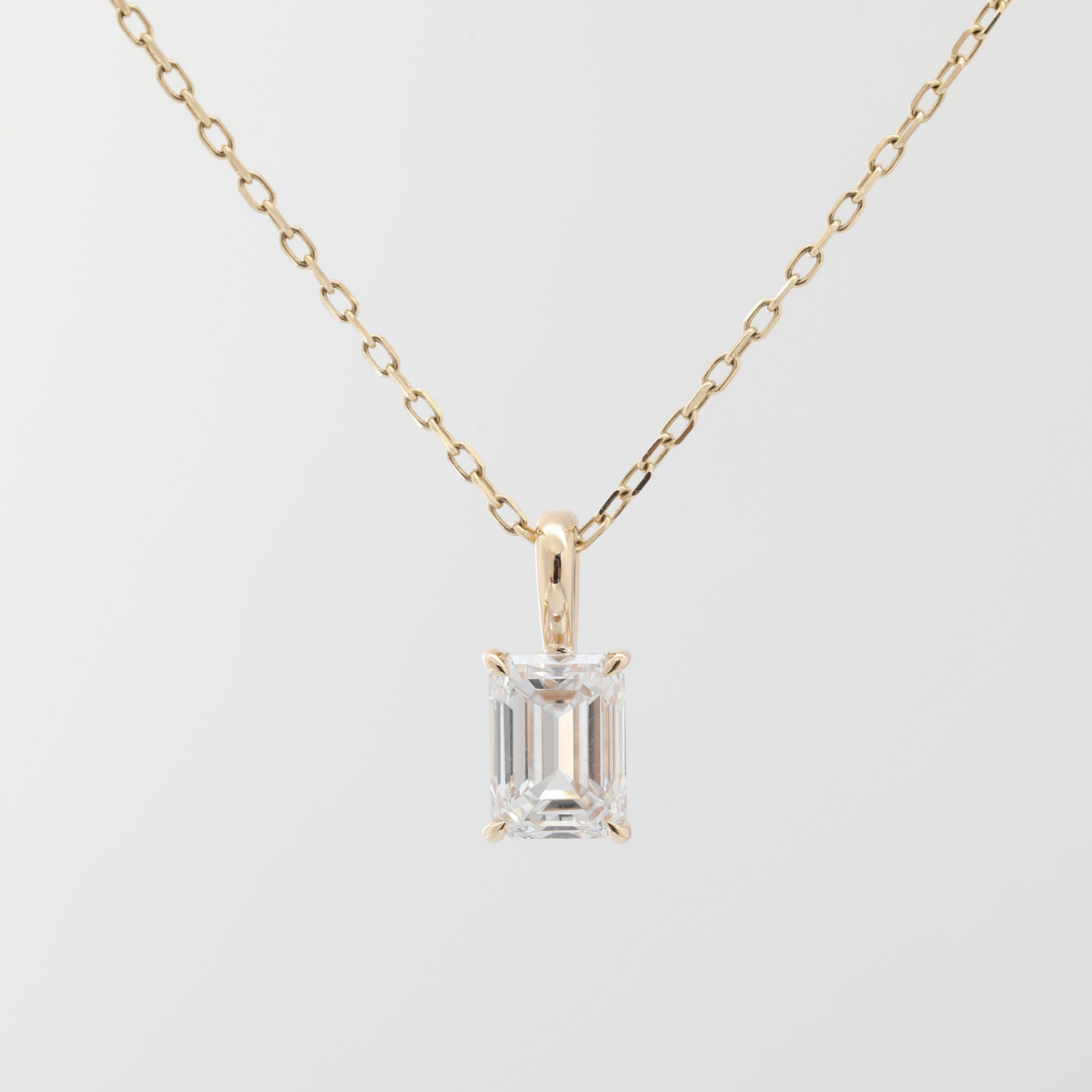 10K Yellow Gold 1.5ct Emerald Cut Lab Diamond Pendant (Pendant only) - MMR
