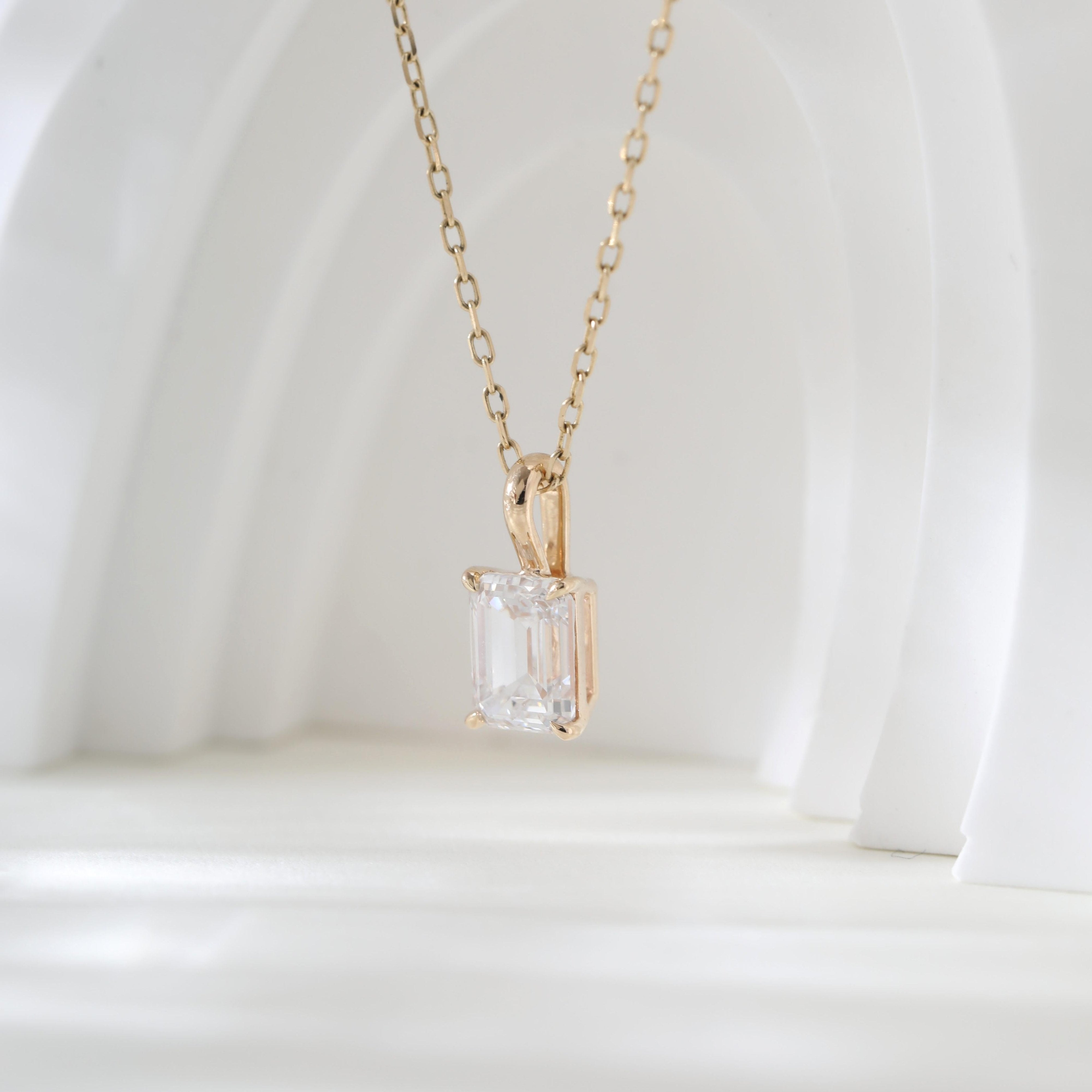 10K Yellow Gold 1.5ct Emerald Cut Lab Diamond Pendant (Pendant only) - MMR