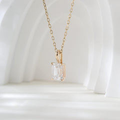 10K Yellow Gold 1.5ct Emerald Cut Lab Diamond Pendant (Pendant only) - MMR