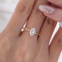 10K Yellow Gold 1ct Marquise Lab Diamond Ring - MMR