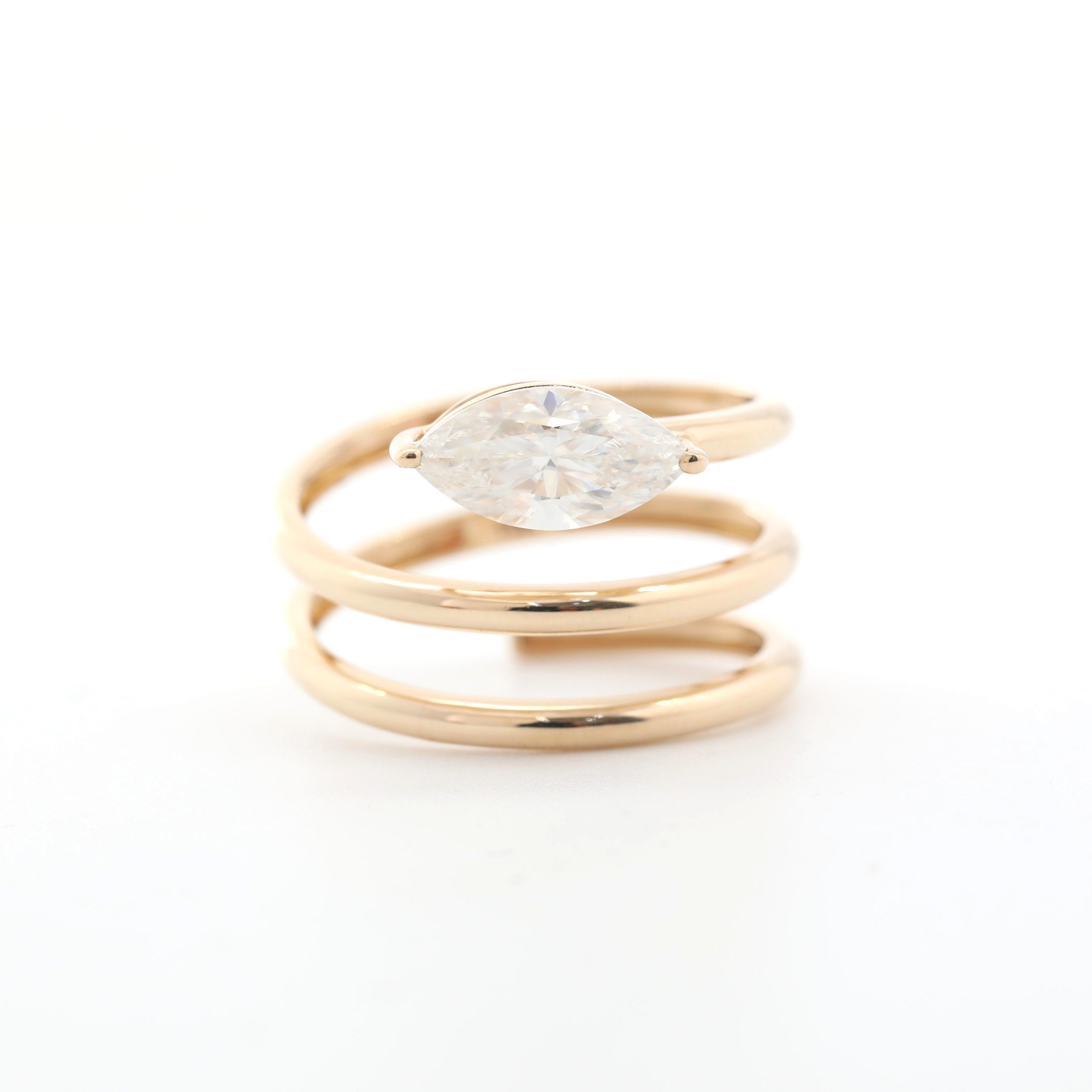 10K Yellow Gold 1ct Marquise Moissanite Solitaire Ring - MMR