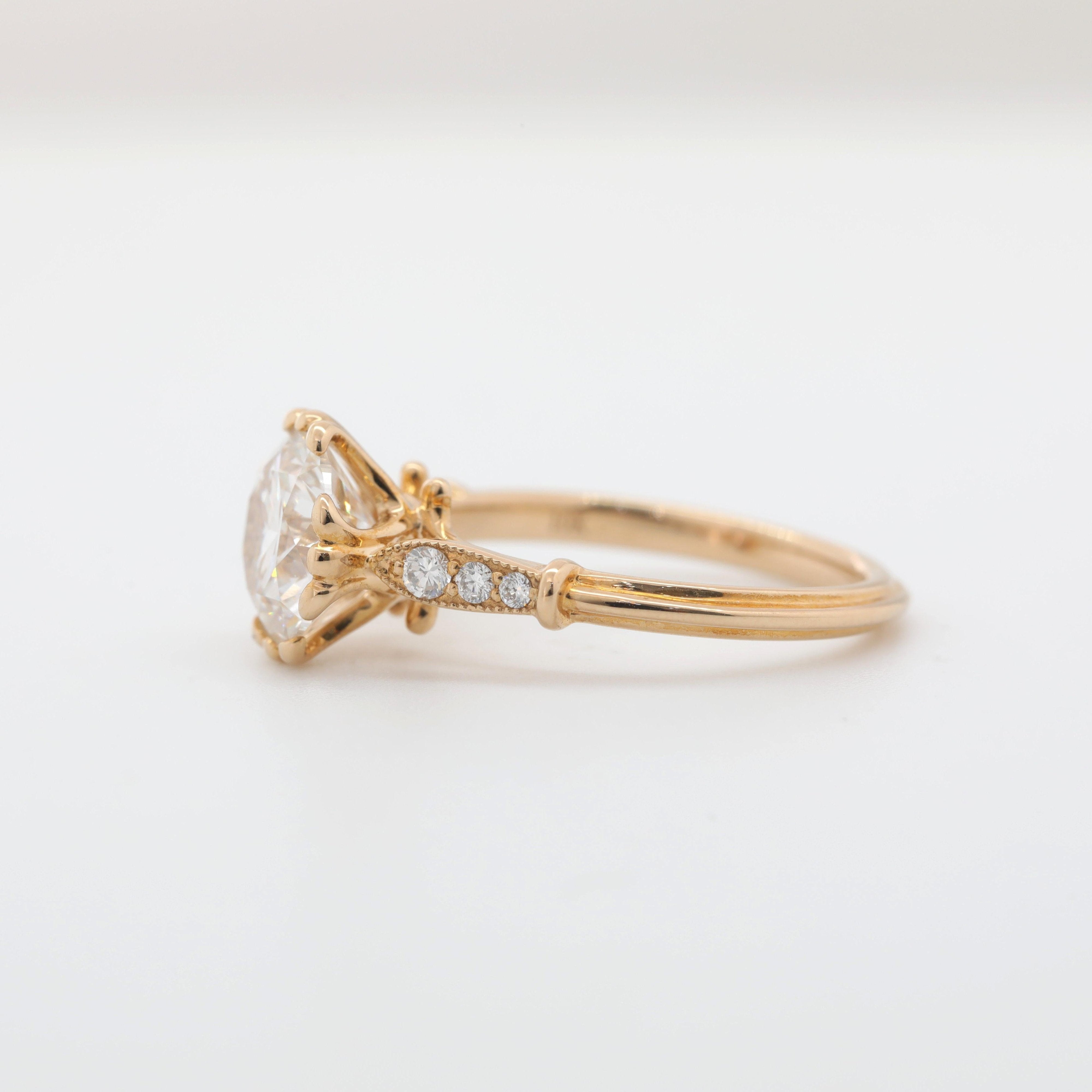 10K Yellow Gold 2.03ct Round Cut Lab Diamond Vintage Ring - MMR