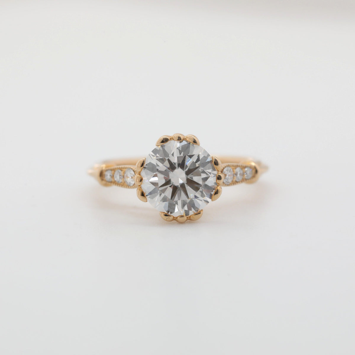 10K Yellow Gold 2.03ct Round Cut Lab Diamond Vintage Ring - MMR