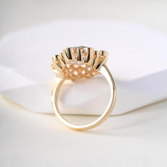 10K Yellow Gold 2.17ct Old European Cut Lab Diamond Ring with Round Lab Diamond Halo - MMR
