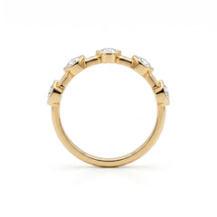 10K Yellow Gold 2.5mm Round Lab Diamond Hexagon Bezel Set Half Eternity Band - MMR