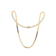 10K Yellow Gold 2.6mm 4 - Prong Basket Set Round Brilliant Cut Lab Diamond Tennis Necklace (15") - MMR