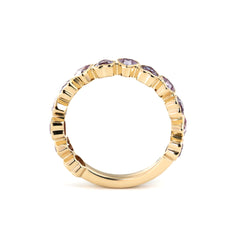 10K Yellow Gold 3*3mm Heart Purple Lab Moissanite Bezel - Set 3/4 Eternity Ring - MMR