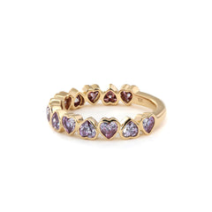 10K Yellow Gold 3*3mm Heart Purple Lab Moissanite Bezel - Set 3/4 Eternity Ring - MMR