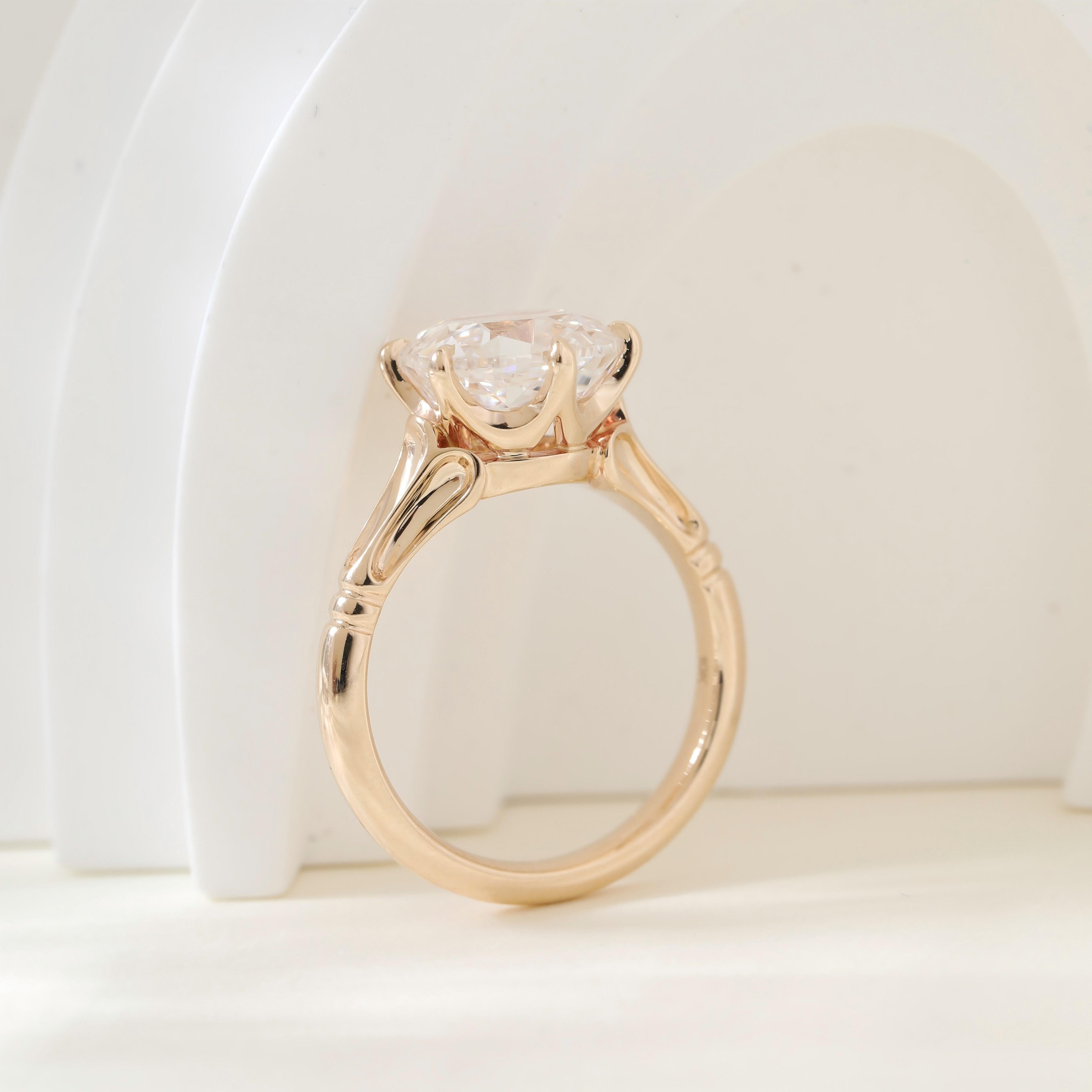 10K Yellow Gold 3.47ct Old Mine Cut Lab Diamond Solitairte Ring - MMR