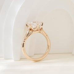 10K Yellow Gold 3.47ct Old Mine Cut Lab Diamond Solitairte Ring - MMR