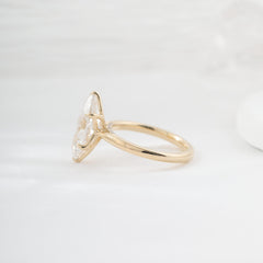 10K Yellow Gold 3.56ct Marquise Cut Lab Diamond Tulip Basket Ring - MMR