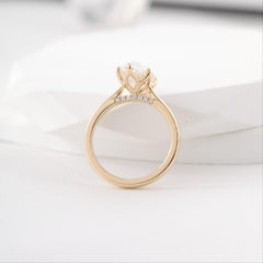 10K Yellow Gold 3.56ct Marquise Cut Lab Diamond Tulip Basket Ring - MMR