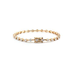 10K Yellow Gold 3mm Round Lab Diamond 4 Prong Basket Station Bracelet - MMR