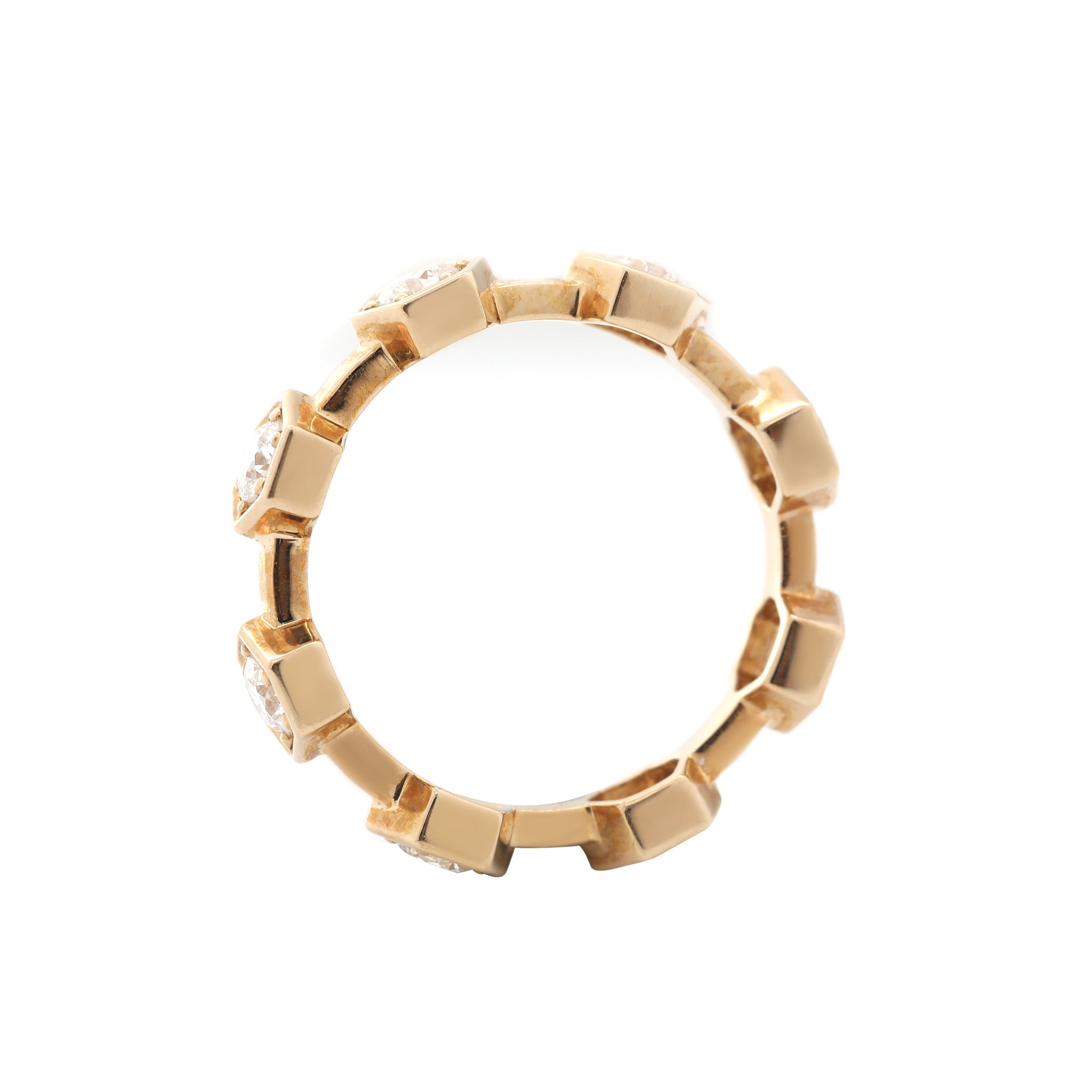 10K Yellow Gold 3mm Round Lab Diamond Hexagon Bezel Set Eternity Band (US6 Unresizable) - MMR