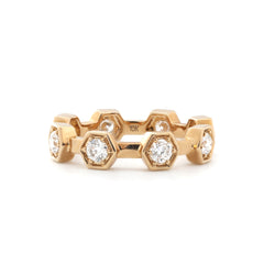 10K Yellow Gold 3mm Round Lab Diamond Hexagon Bezel Set Eternity Band (US6 Unresizable) - MMR