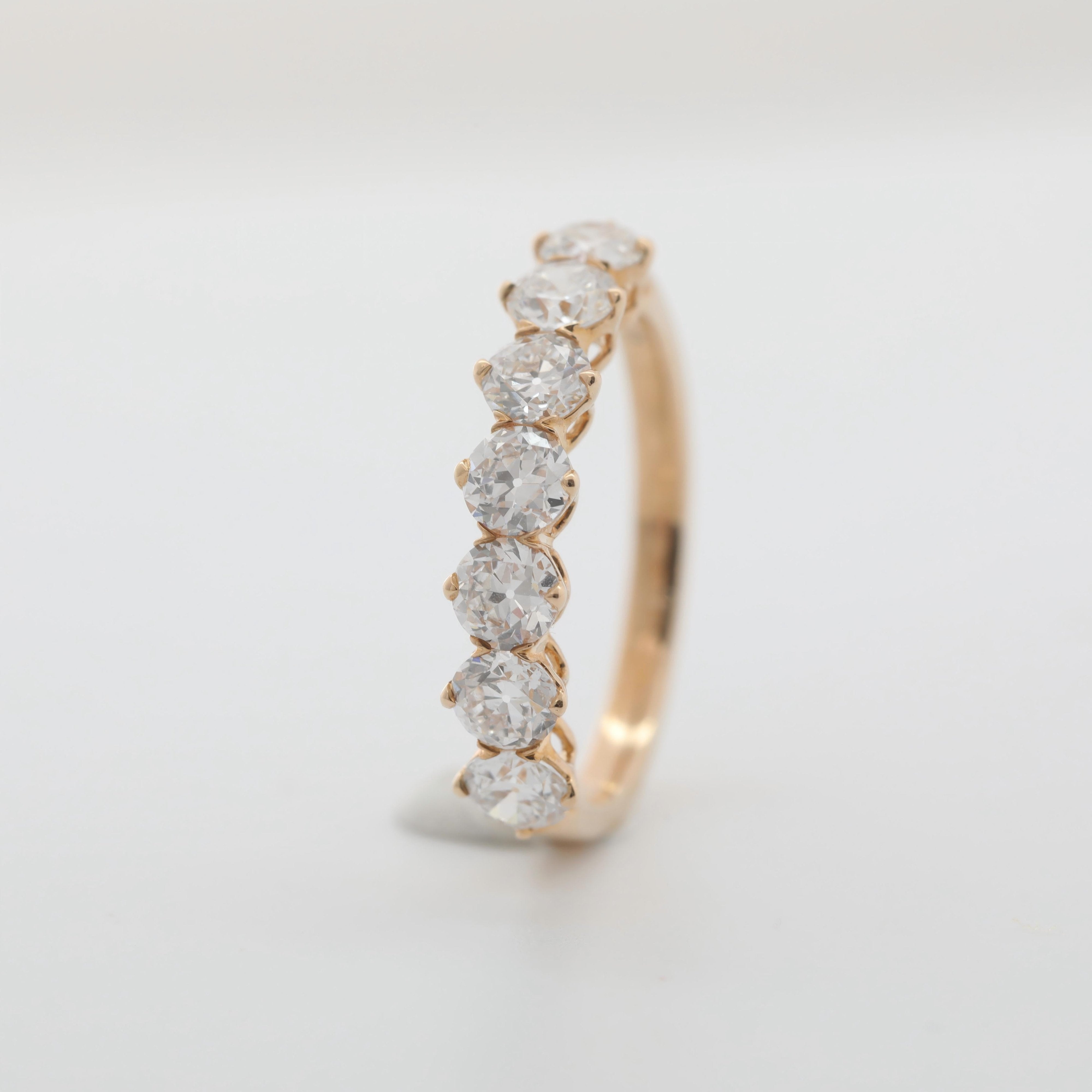 10K Yellow Gold 4mm Old European Cut Lab Diamond 7-Stone Ring - MMR