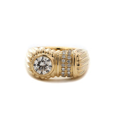 10K Yellow Gold 5mm Round Brilliant Multi - Row Ribbed Donut Band Ring (US2.25) - MMR