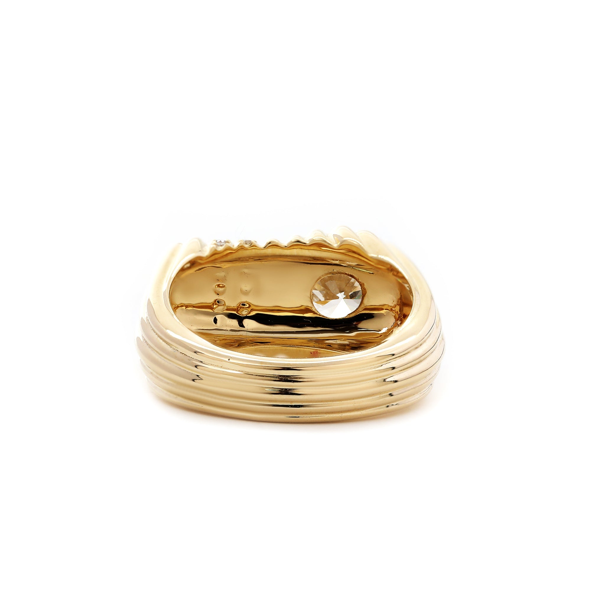 10K Yellow Gold 5mm Round Brilliant Multi - Row Ribbed Donut Band Ring (US2.25) - MMR