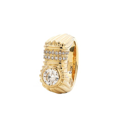 10K Yellow Gold 5mm Round Brilliant Multi - Row Ribbed Donut Band Ring (US2.25) - MMR