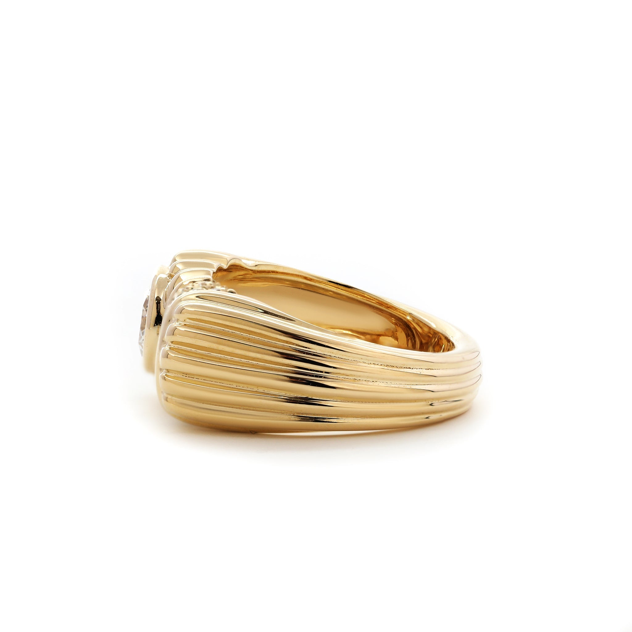 10K Yellow Gold 5mm Round Brilliant Multi - Row Ribbed Donut Band Ring (US2.25) - MMR